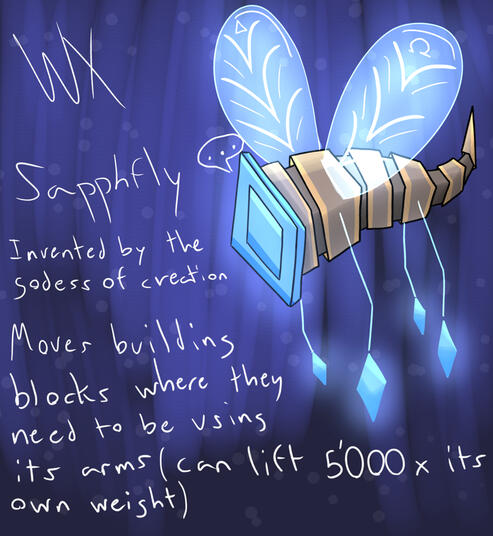 &quot;Sapphfly Diagram&quot; A diagram of the Sapphfly, a cute little bug that I designed during high-school